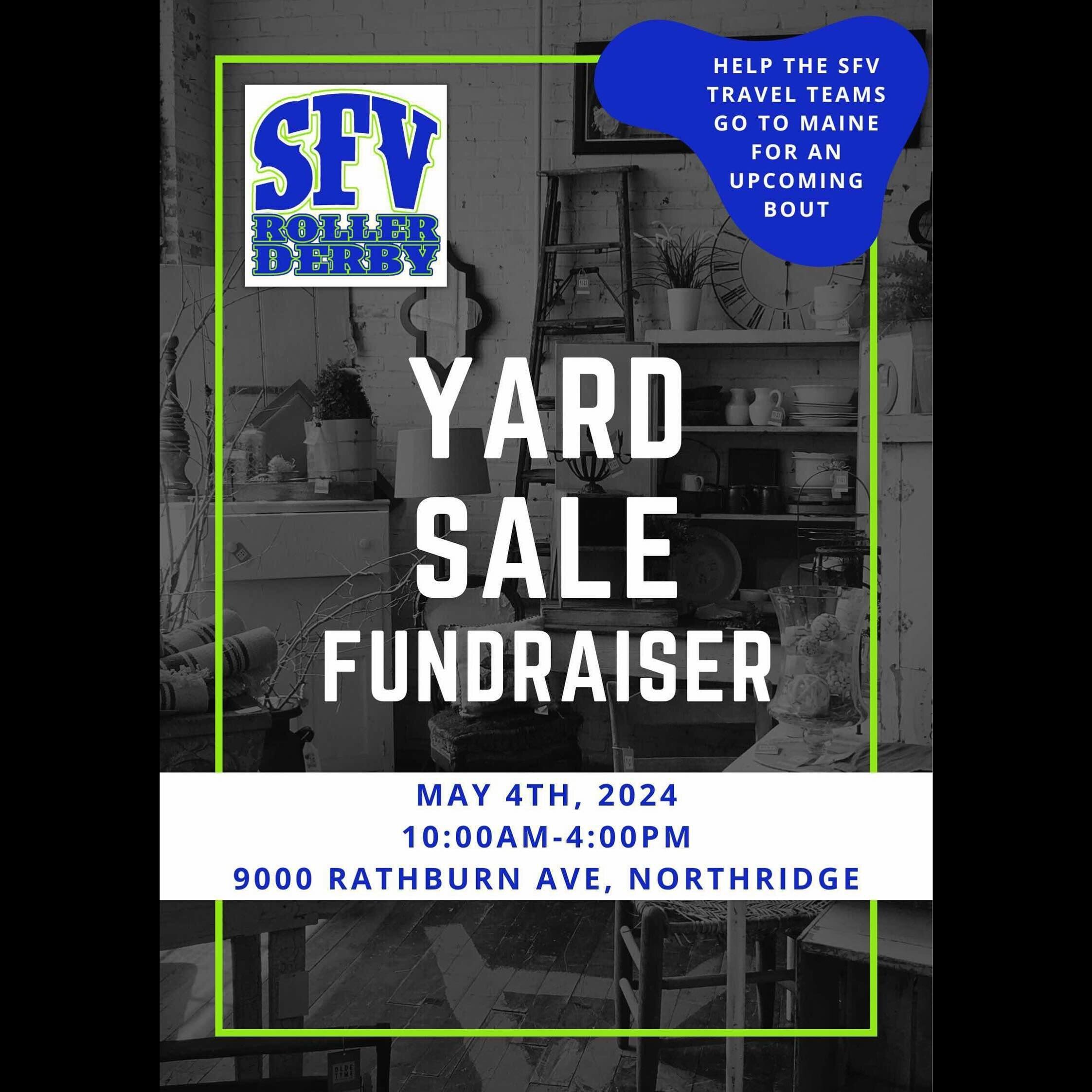 Hey do you like stuff? Do you like supporting your local Roller Derby AND Non Profit ?? Well you&rsquo;re in luck! The SFV OMGs are having a yard sale to help fundraise for our upcoming travel ! Come on over ! We would love to see you ! 

#yardsale #