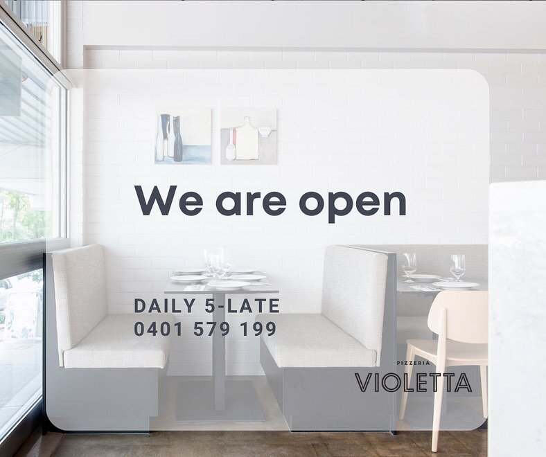 We are open 7 days again starting today, come by and say hiiiiiiieee ❤️

🍕: https://www.pizzeriavioletta.com.au/
📞:&nbsp;&nbsp;0401 579 199
📍: 10 Wongabel St, Kenmore, QLD 4069
⏳: Open daily 5pm