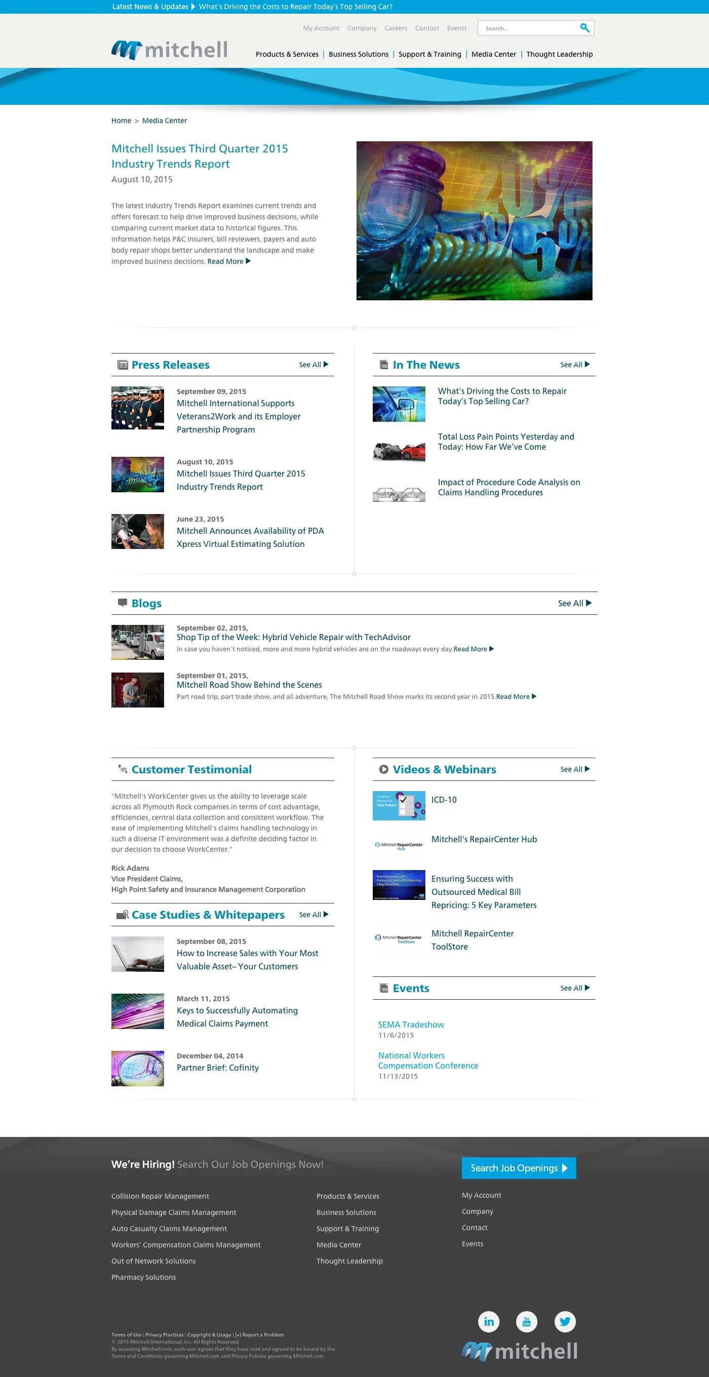 Media Center • New media analyst center • 7 constantly updated sections • Easily filter, search and sort • Share articles to Social Media