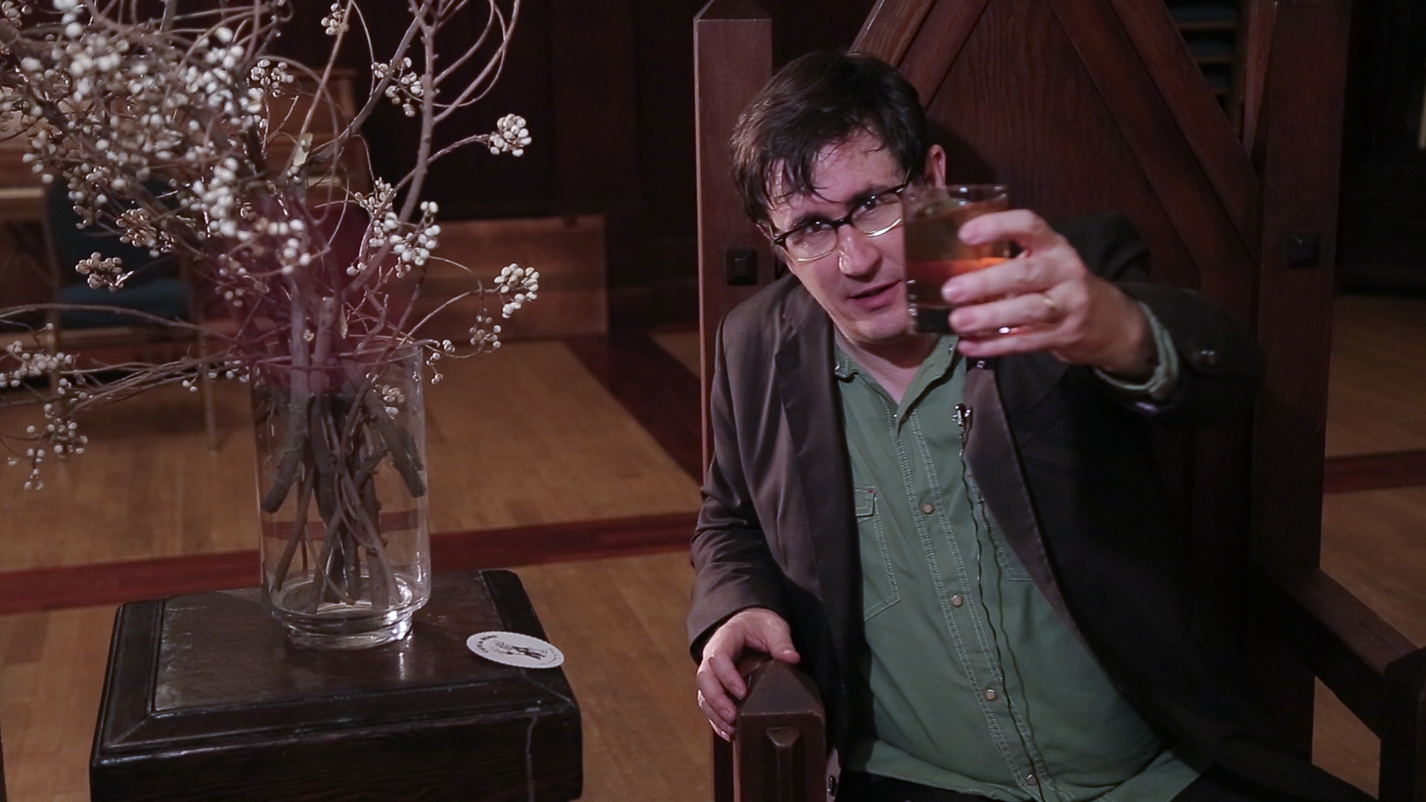 John Darnielle, of The Mountain Goats, toasting Windy of Aquarius, with a lovingly crafted Manhattan.