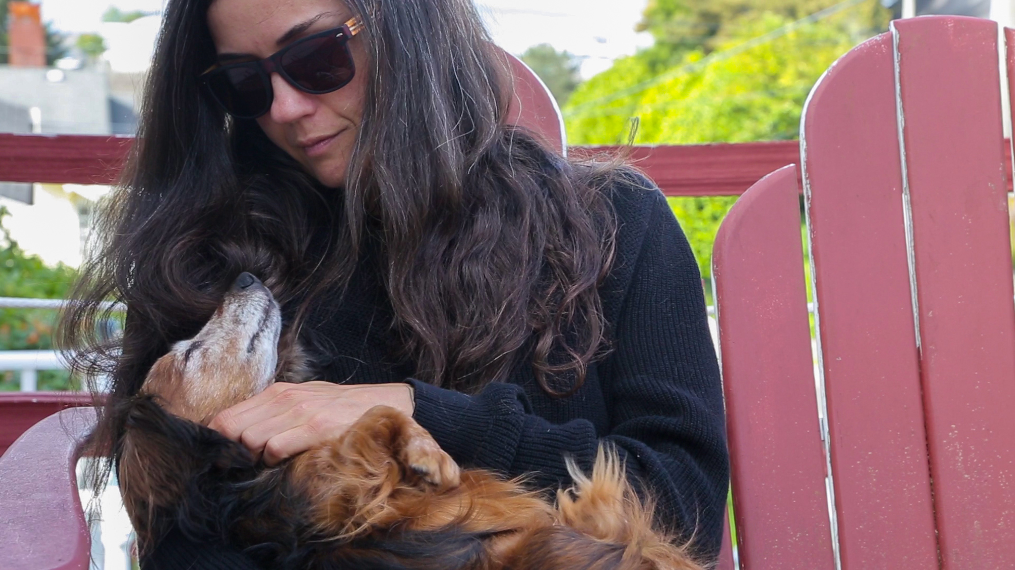 Liz Harris (Grouper) and her pup Rosie, in lovely NW Oregon.