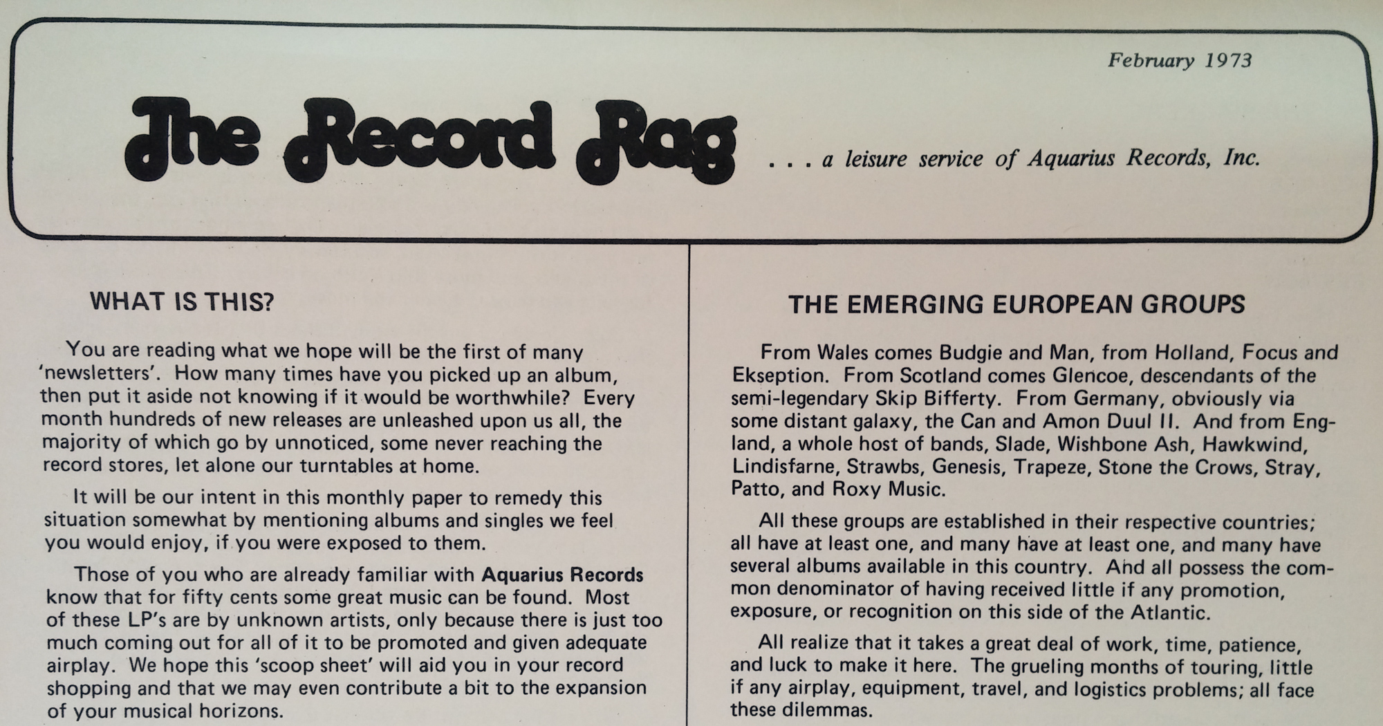 aQ's classic zine, promoting new and underground music... much like their email lists of the 90's - 2000's!