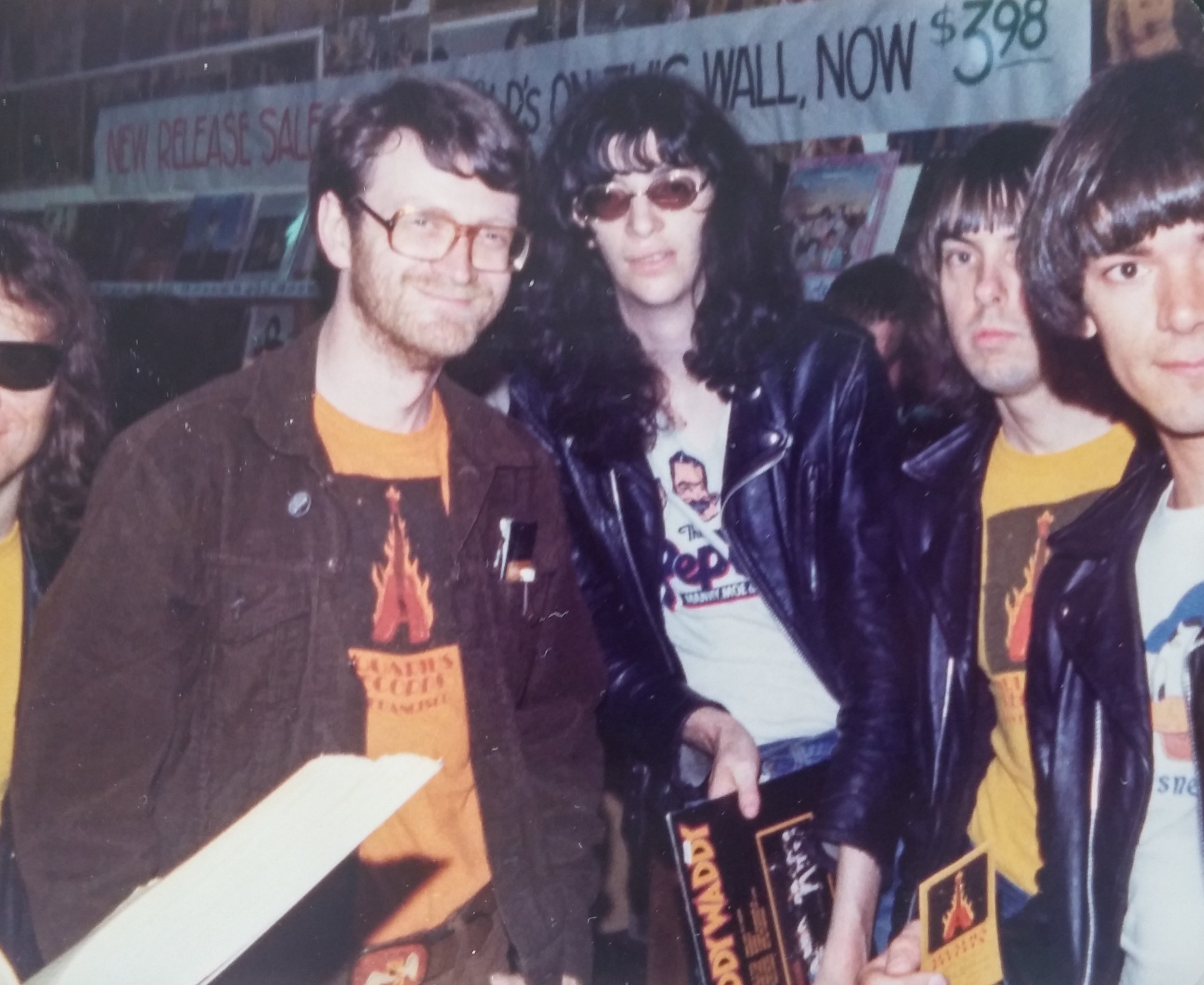   70's owner, Chris Knab, hosting a visit from The Ramones!  