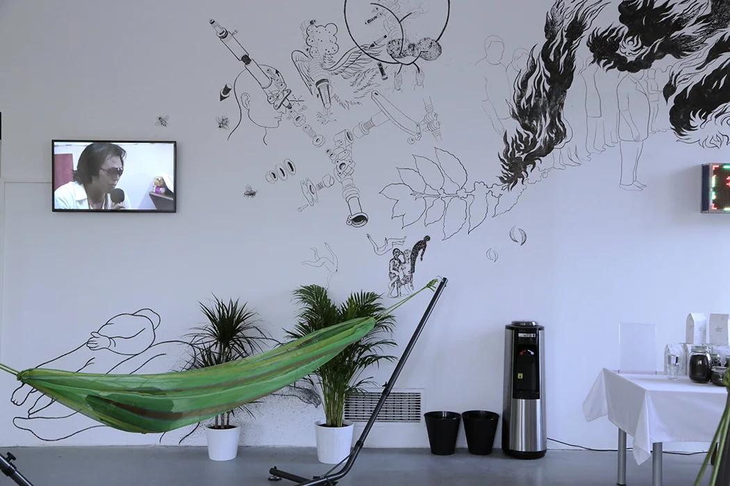 JRAI DEW hammock cafe at "PUBLI SPIRIT", Center for Contemporary Art Ujazdowski Castle, Warsaw, Poland