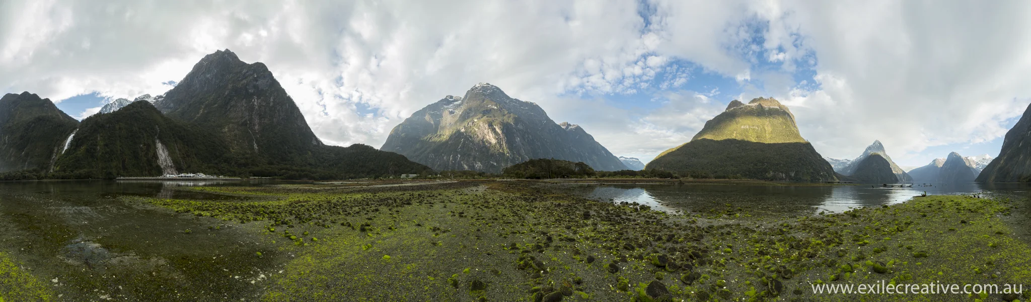 A stitched panorama. The middle is actually looking away from the sound. Canon 5Dmiii, 16-35L iii @ 16mm, ISO200, f/5.6, 1/125s & B+W CPL
