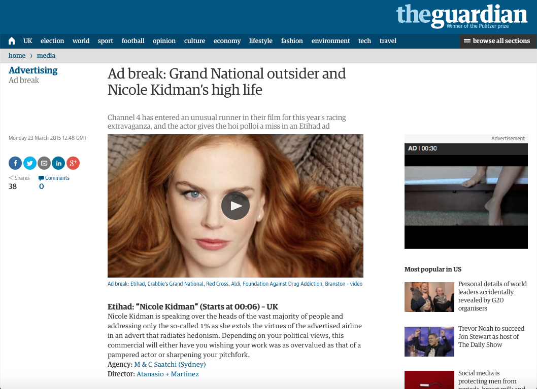 The Guardian - Etihad - Nicole Kidman