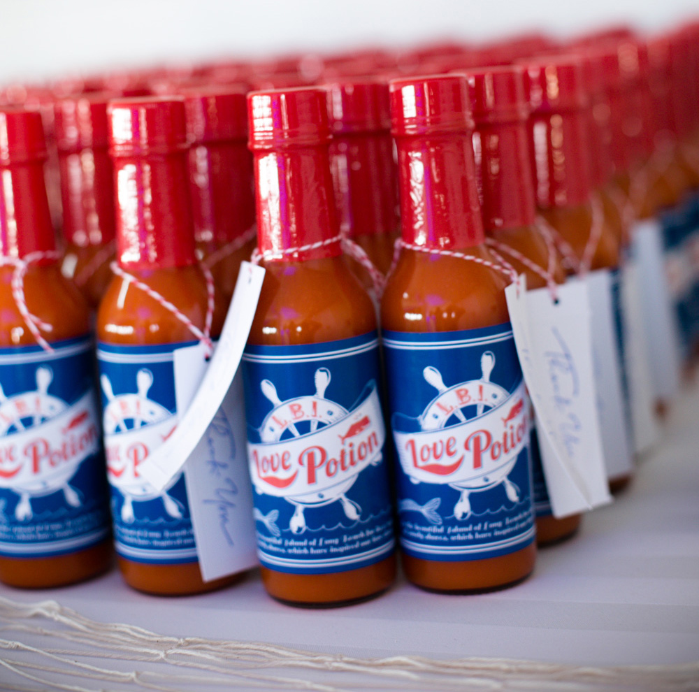  We created custom hot sauce labels for the couple's wedding favors.&nbsp; 