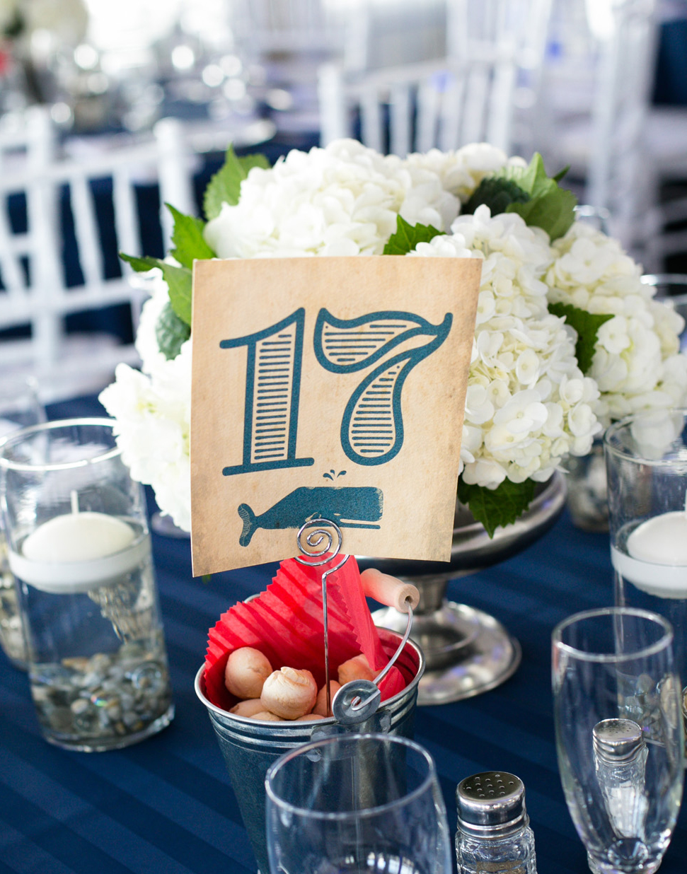 Antiqued table numbers. 