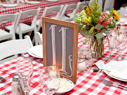  Table numbers on framed chalkboards.&nbsp; 