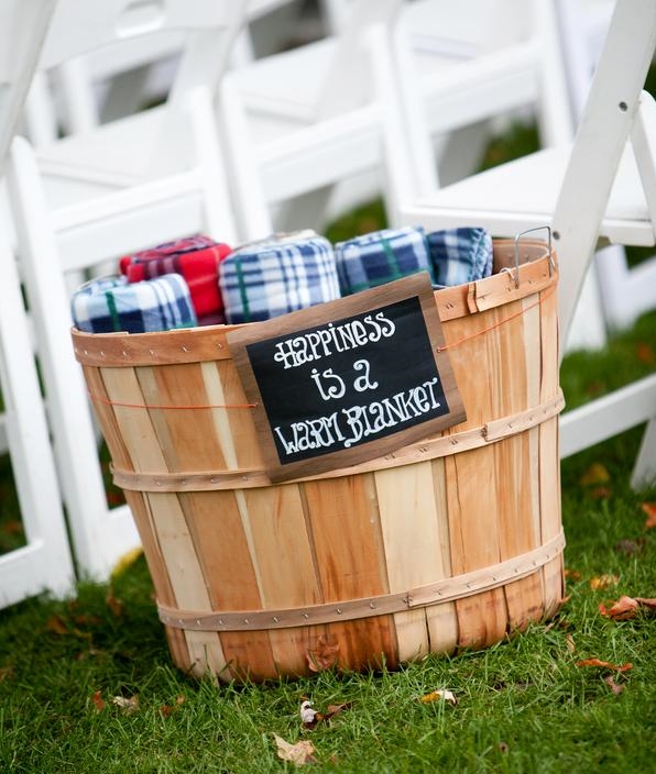 Shindig created a variety of signage including chalkboard signs for flannel blankets. 