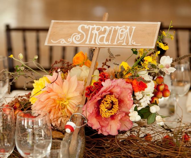  Shindig hand painted the&nbsp;table signs which were names after Vermont Ski mountains.&nbsp; 