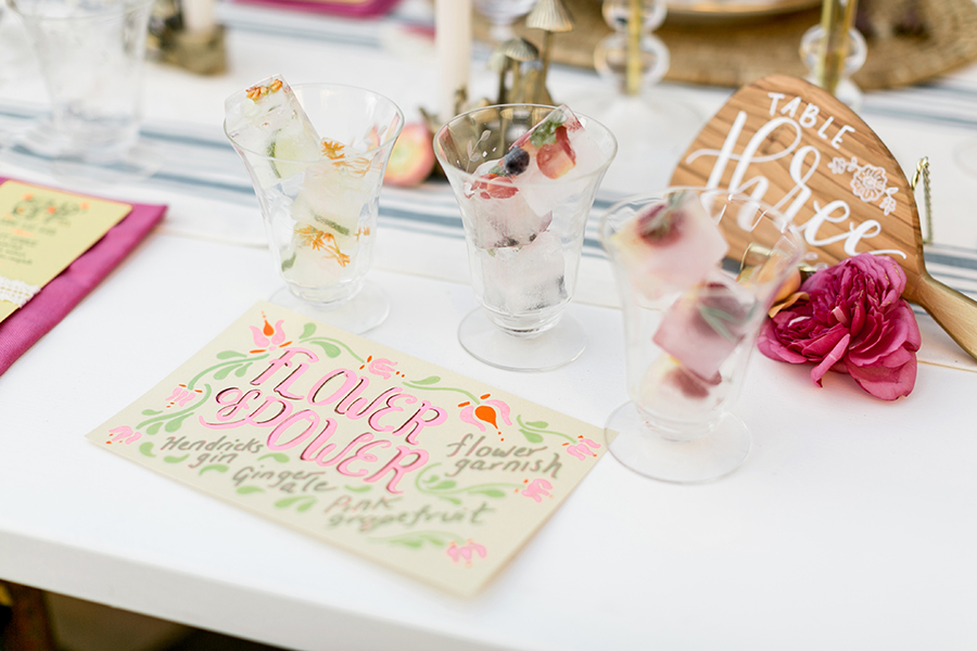 Yippee Hippy! The signature cocktails were appropriately titled and garnished with fruit and flower ice cubes!