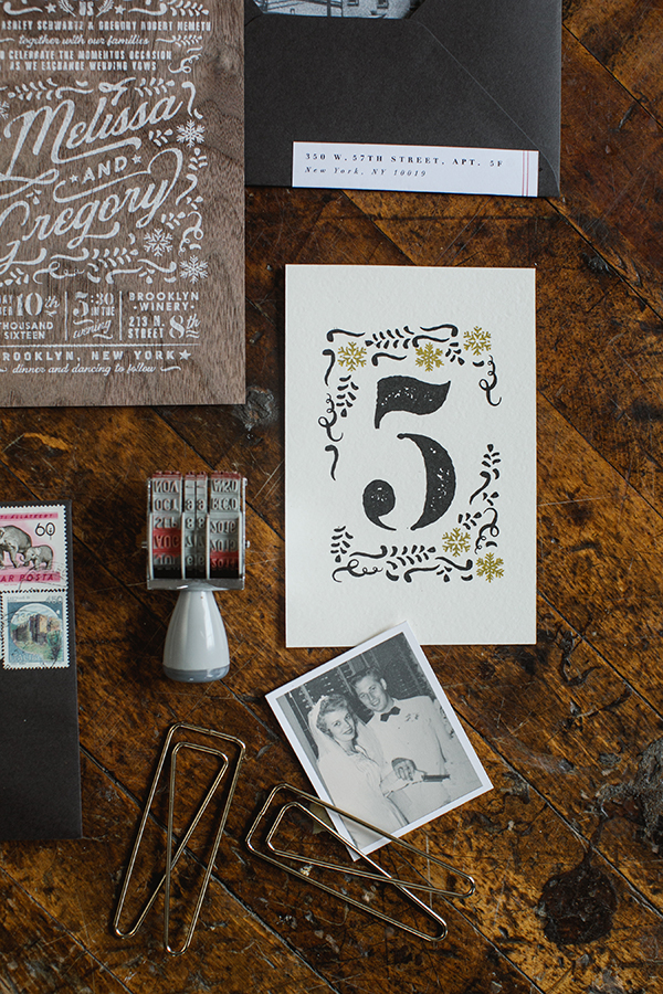  Table Numbers were adorned with leaves and snowflakes in black and gold.&nbsp; 