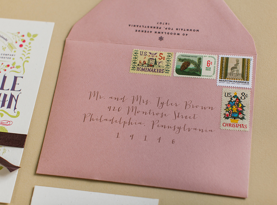  We found perfectly themed vintage stamps to post the invitations! 