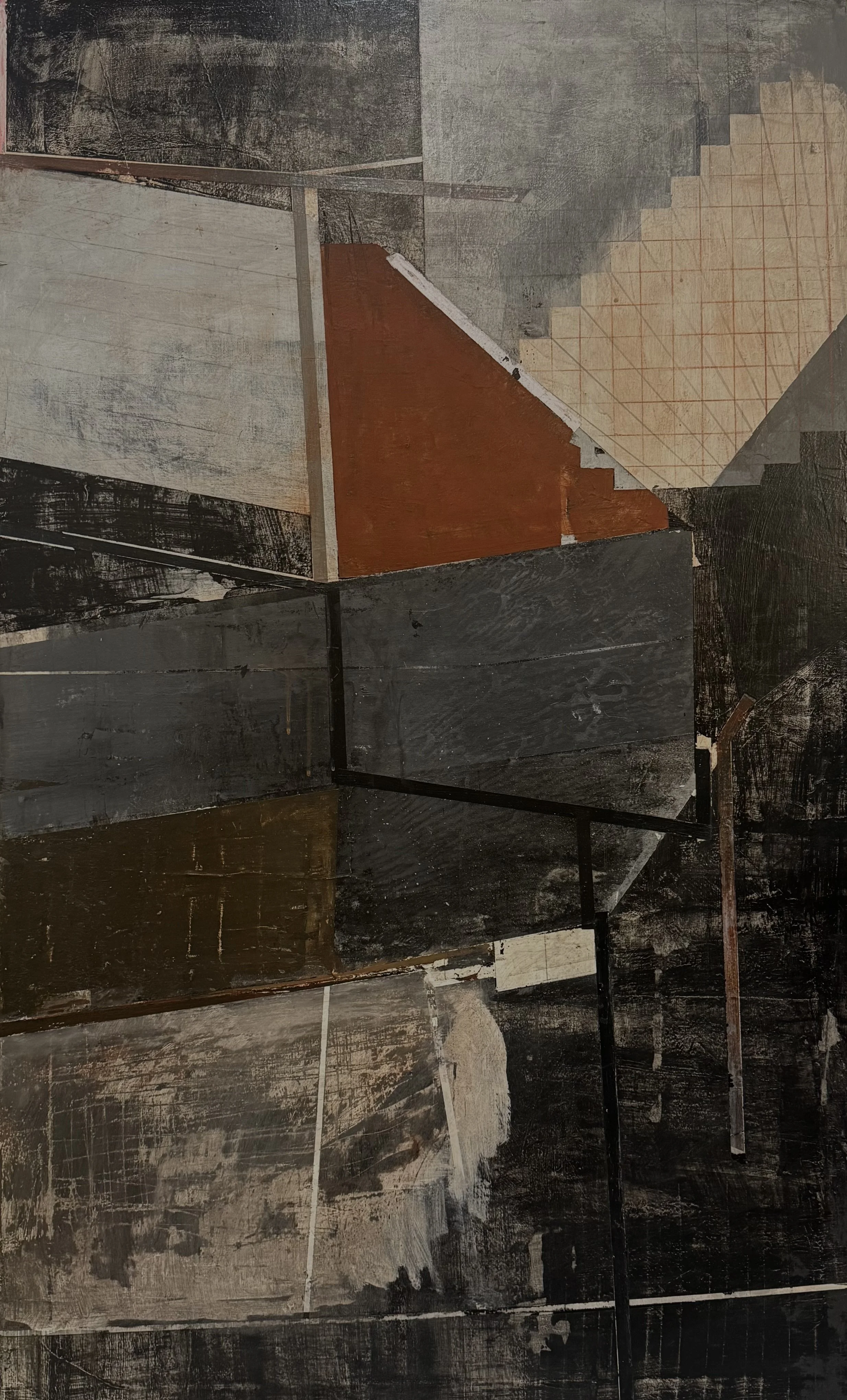 Textured Geometric Expressionist Painting On Canvas By New York Artist Ramón Bonilla