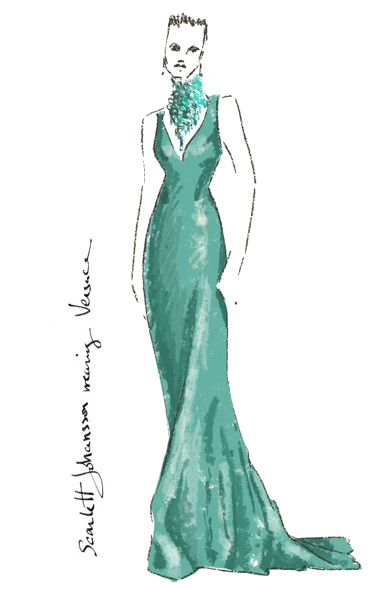 Fashionillustration-Virginia-Romo-Oscars2015-Scarlett-Johansson-in-Versace