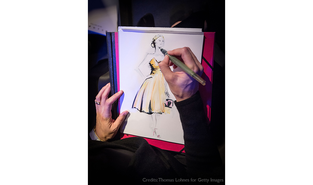 Live sketch event Virginia Romo Fashion Illustration at Tribute to Bambi Award 2017 with Franziska Knuppe