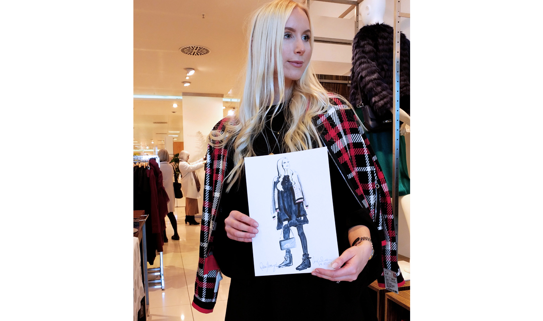 Live sketch event Virginia Romo Fashion Illustration for Riani in Breuninger