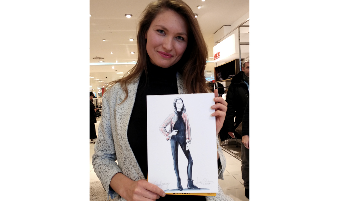 Live sketch event Virginia Romo Fashion Illustration for Riani in Breuninger