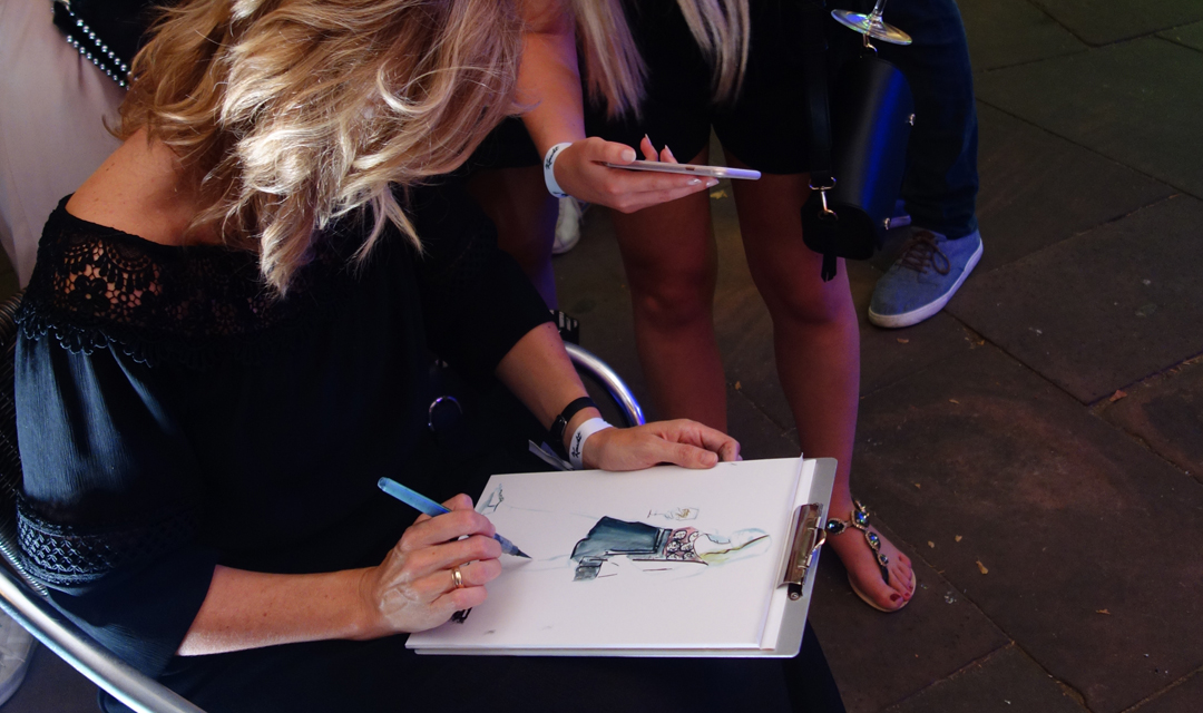 Live sketch event Virginia Romo Fashion Illustration for Outlet City Metzingen