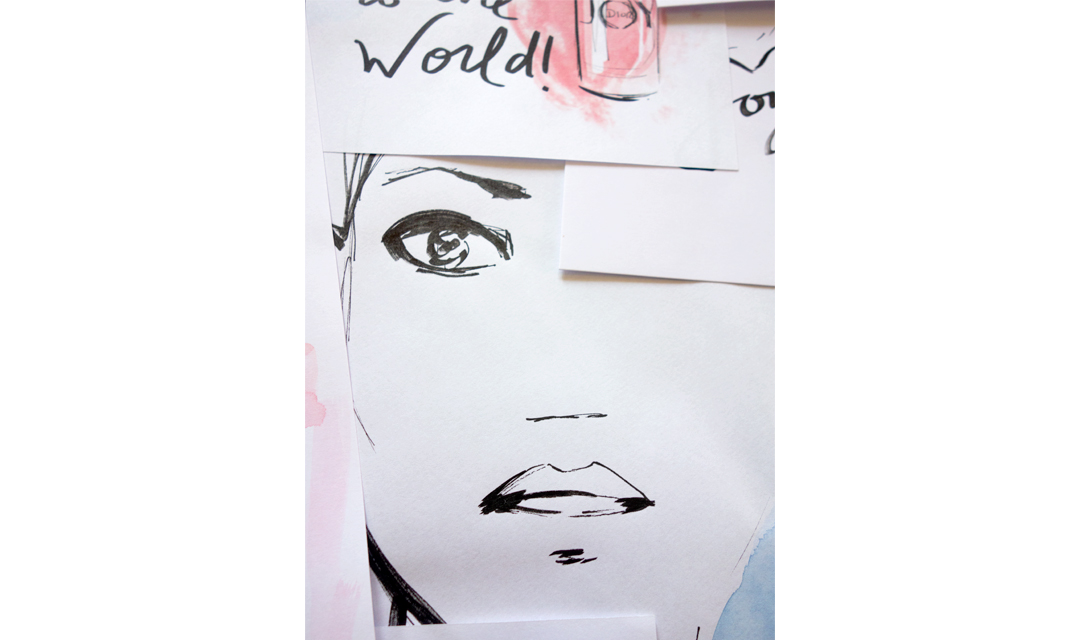 Live sketch event Virginia Romo Fashion Illustration launch JOY by Dior Germany