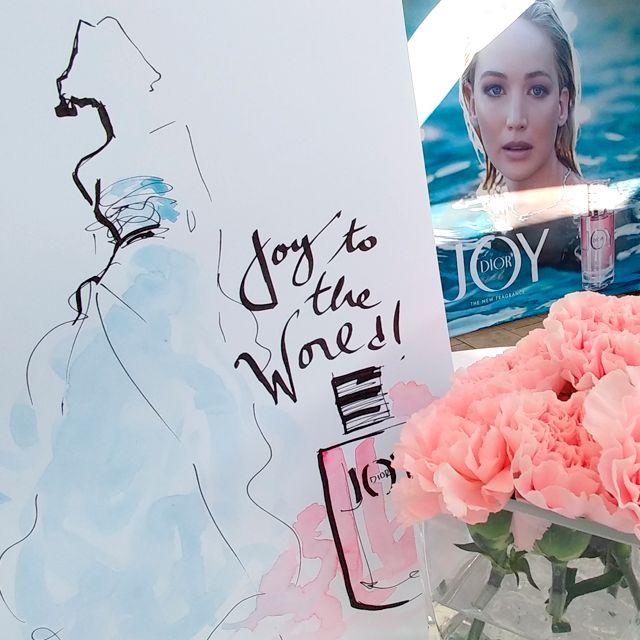 Live sketch event Virginia Romo Fashion Illustration launch JOY by Dior Germany