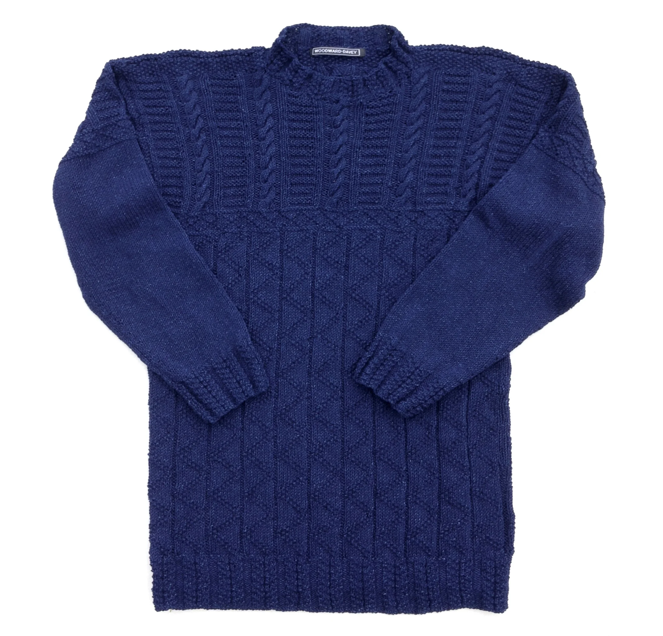Cable and Ladder Design Gansey in Dark Indigo