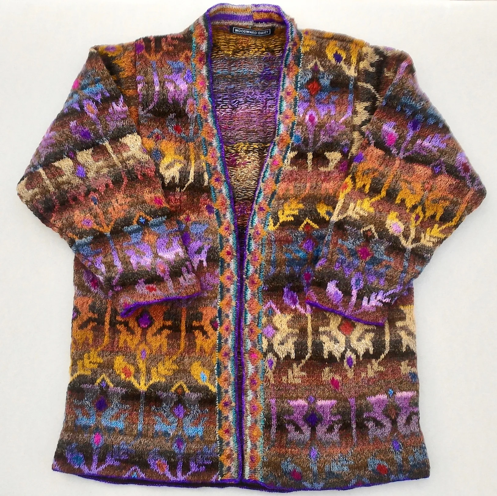 Kimono in Persian Flower Design- Brown, Ochre and Lilac