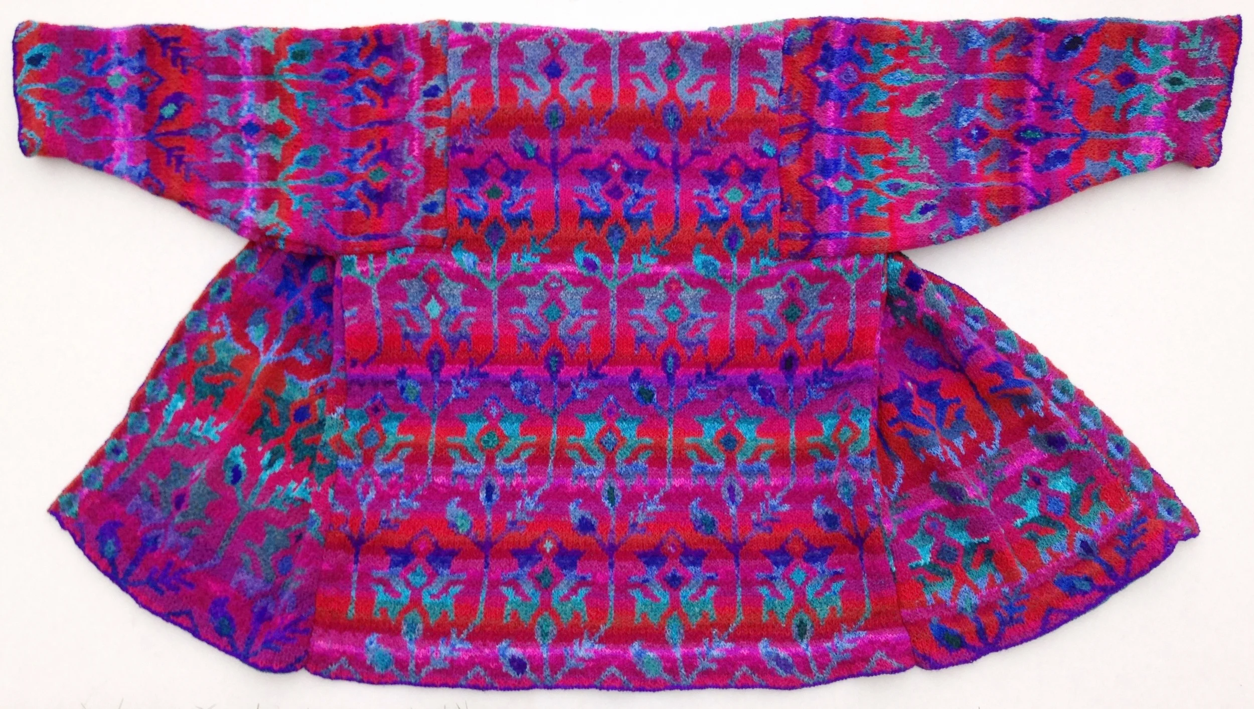 Kimono in Persian Flower Desgin - Magenta, Turquoise and Blue