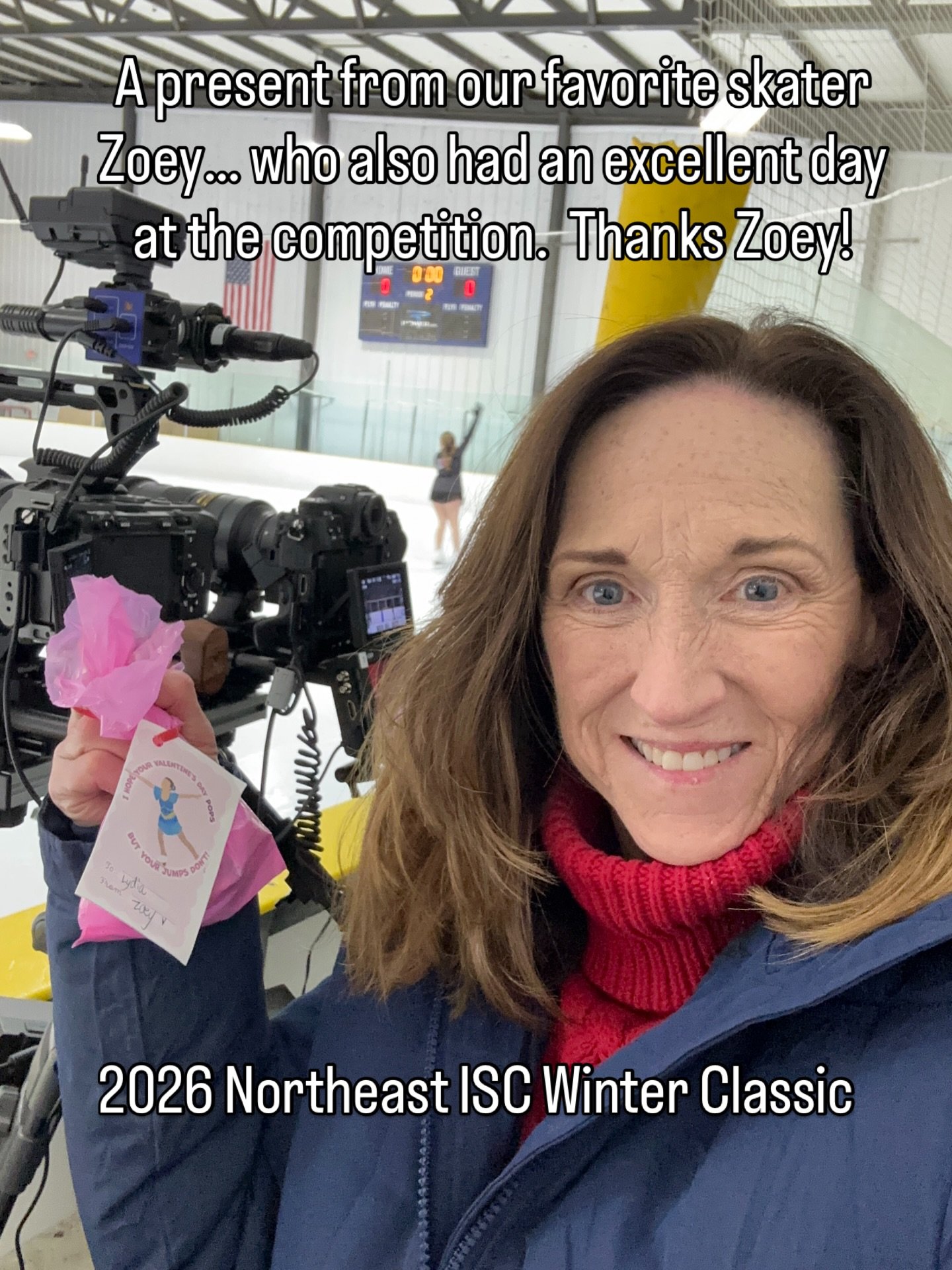 It&rsquo;s a great day when you see your favorite skater at a competition and she brings you a present😀. #actionsportsphotographer #figureskatingphotographer