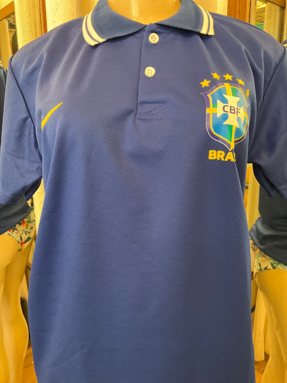Camisa Polo Brasil Azul Gola Branca — BuziosNYC