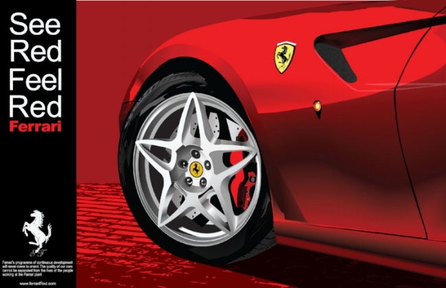 Concept Ferrari tag line and advertisement and full illustration