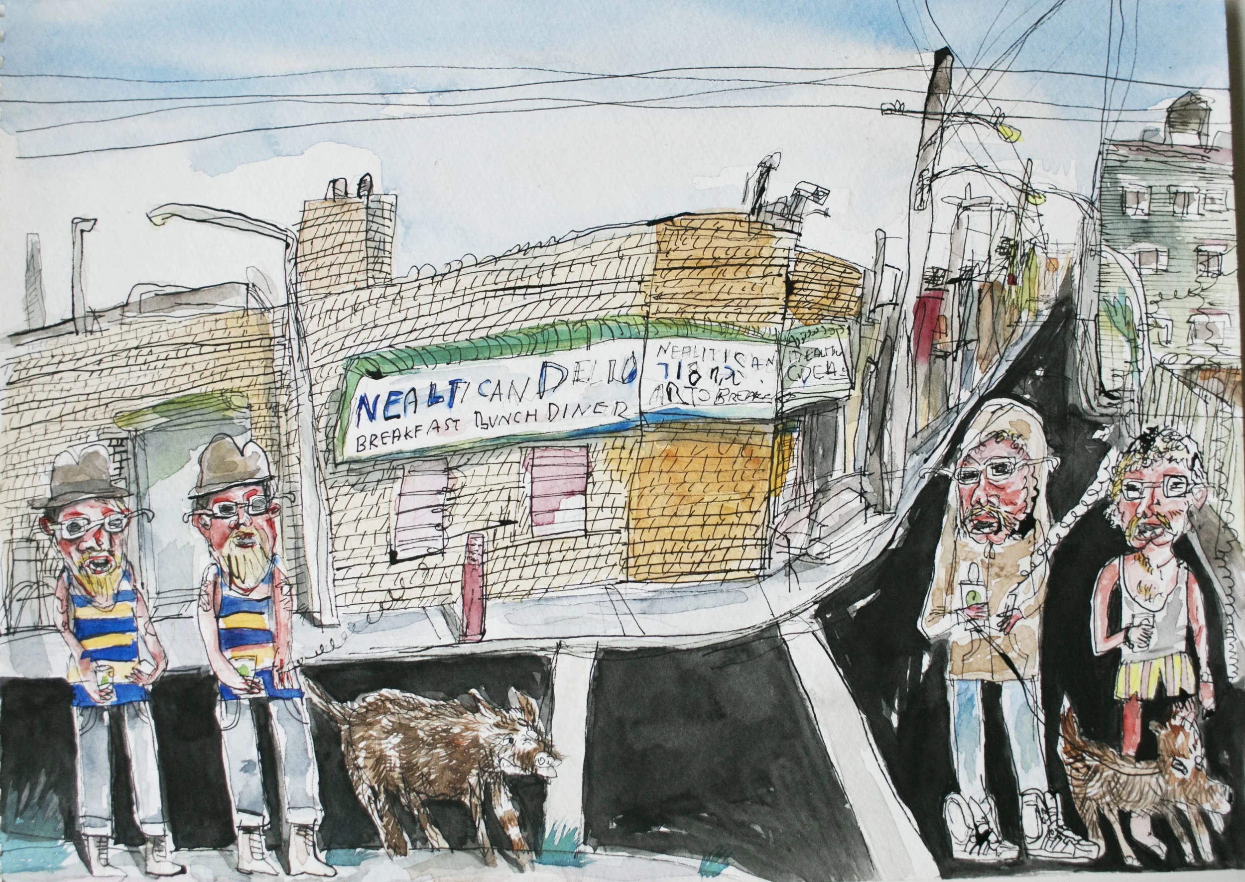  Nealitican Deli, 11in(h) x 15in(w), ink &amp; watercolor, 2013 