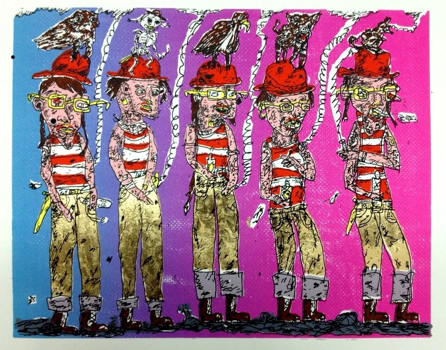  Gold Pants, Silk Screen &amp; Gold Leaf over paper, 15 x 22inches, 2013 