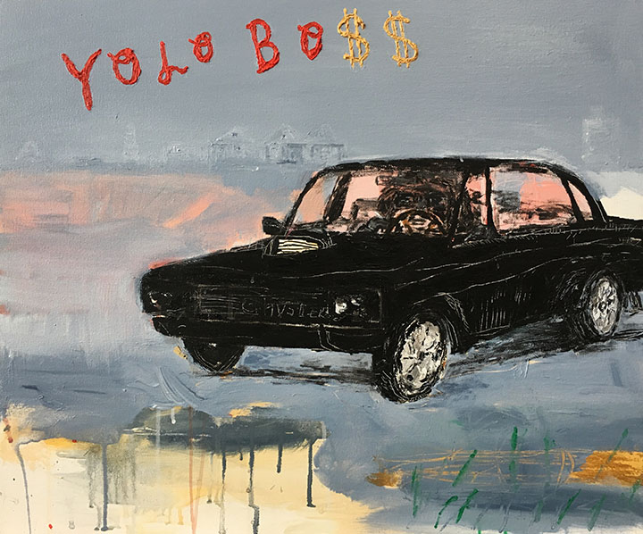 Yolo-Bo$$, Acrylic on Canvas, 24in x 30in, 2017