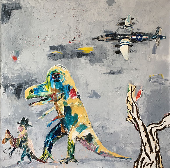 Scientific American, Encaustic & Oil on Canvas, 50 x 50in, 2017