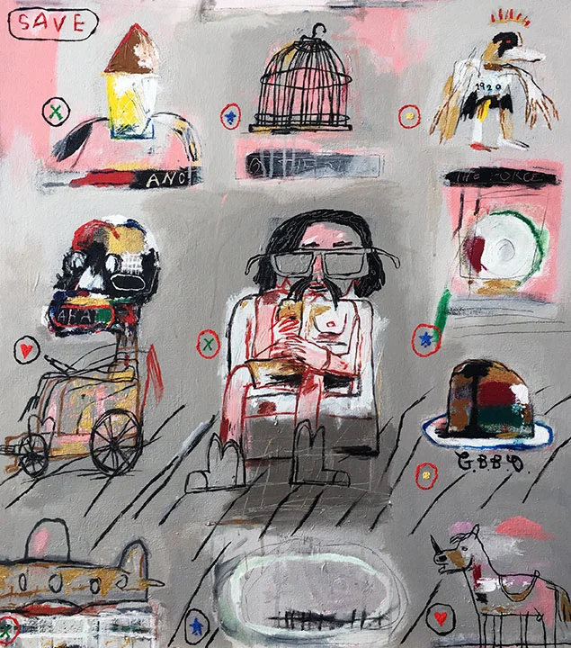 Save as, Acrylic and encaustic on canvas, 81.5 x 74 cm 2017
