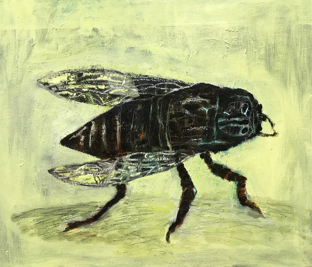 Prehistoric Gnat, oil on board, 11 x 14in, 2019