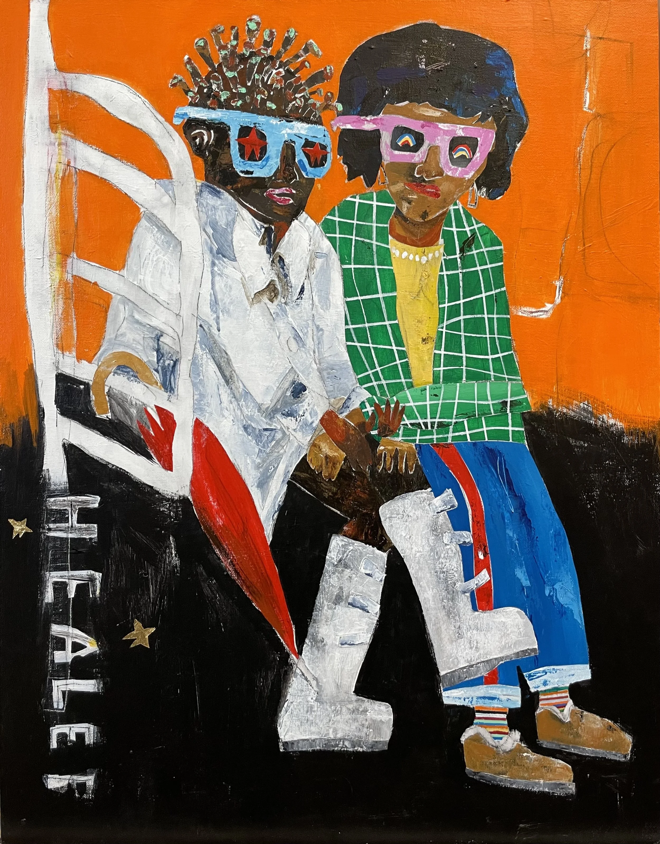  Orange Healer, acrylic on canvas, 28(h) x 22(w)in, 2023 