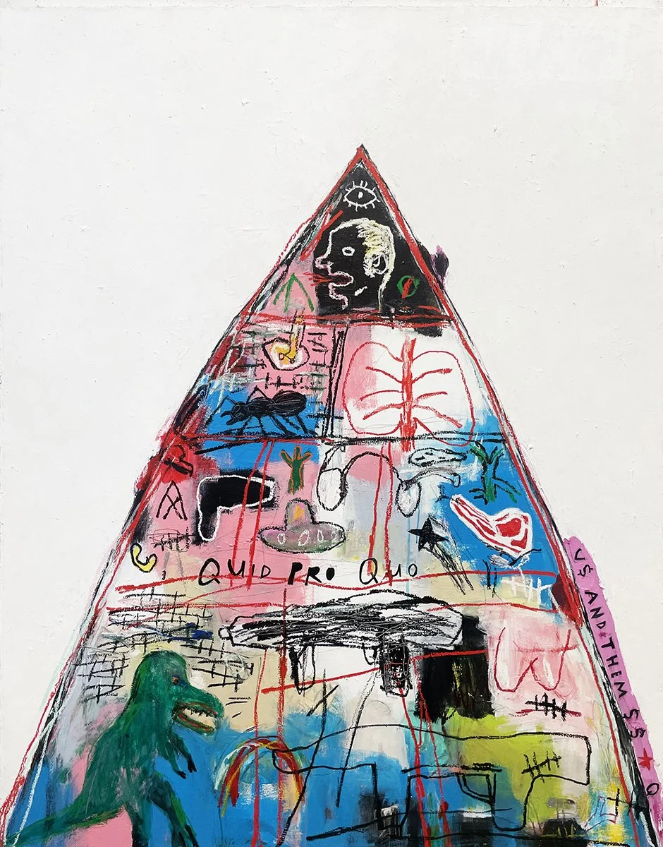  Pyramid Scheme, mixed media, 58(h) x 46(w)in, 2024 