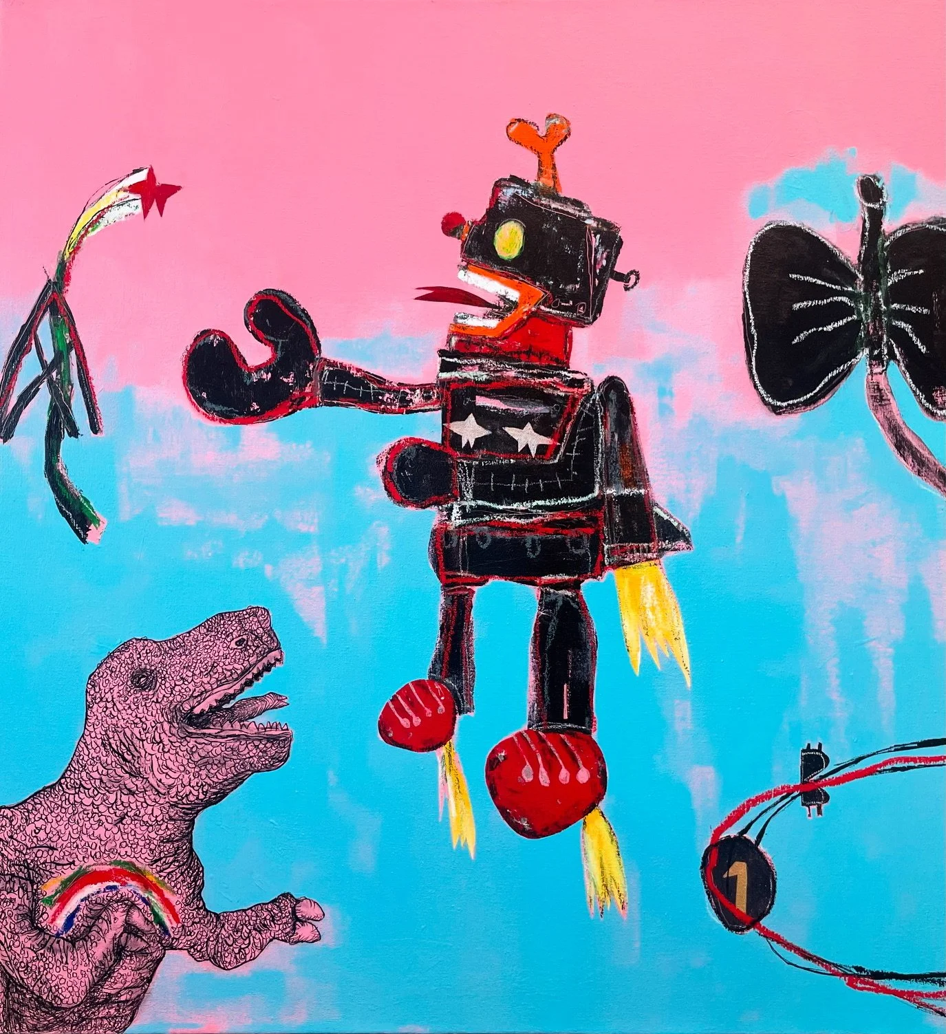  Crpto-bot, acrylic on canvas, 30(h) x 28(w) in, 2025 