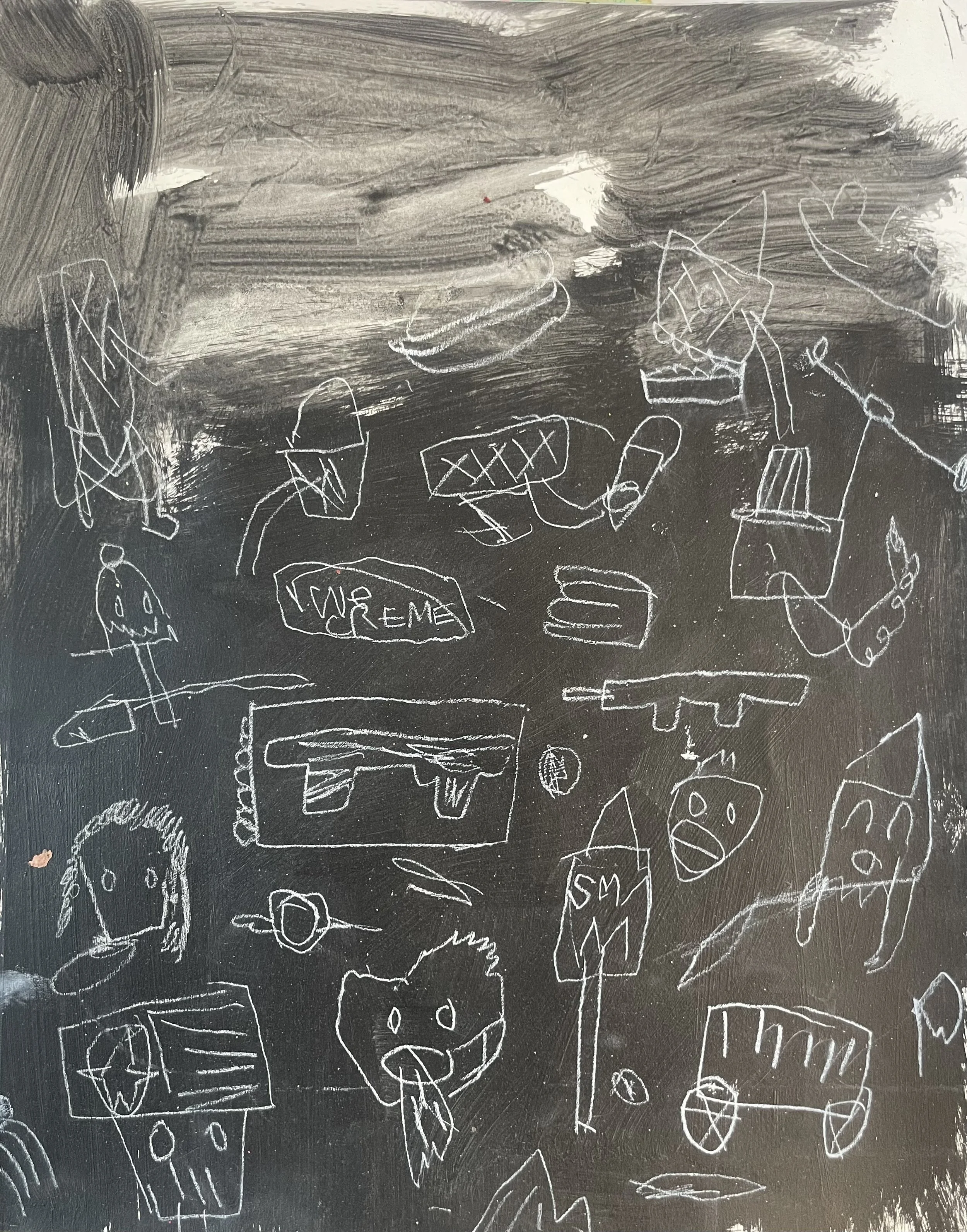  Candy Land sketch, charcoal &amp; acrylic, 14 × 11in, 2024 