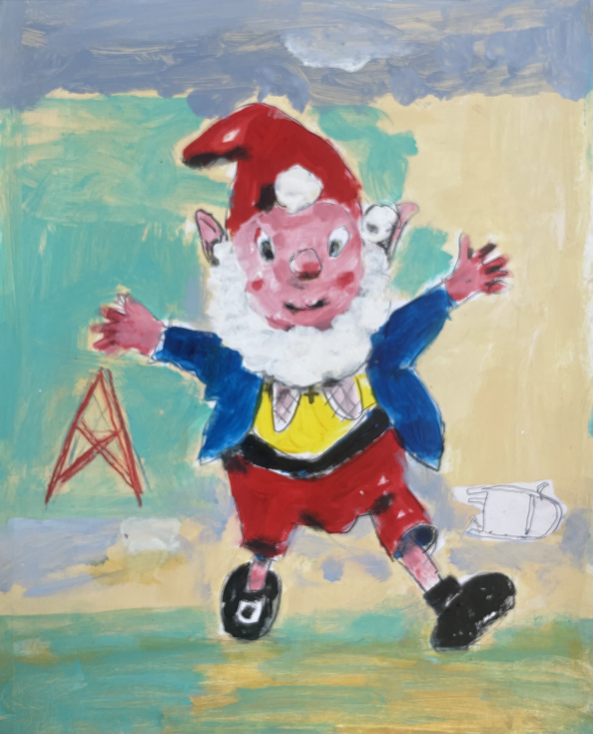  Cheers Big Ears, acrylic &amp; crayon, 14 × 11in, 2023 