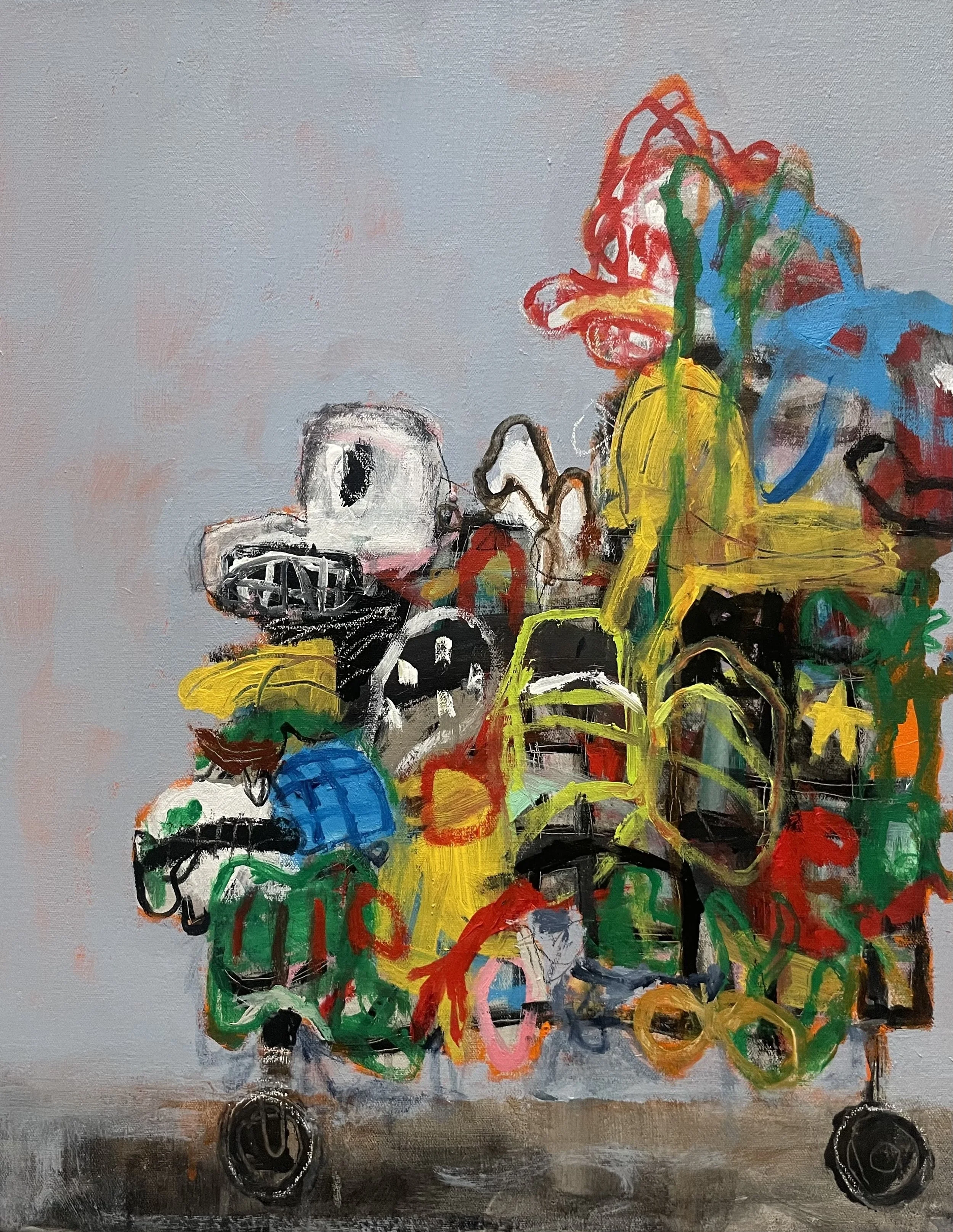  &nbsp;Homeless Subway Dweller, acrylic on canvas, 20”h x 16”w, 2026 