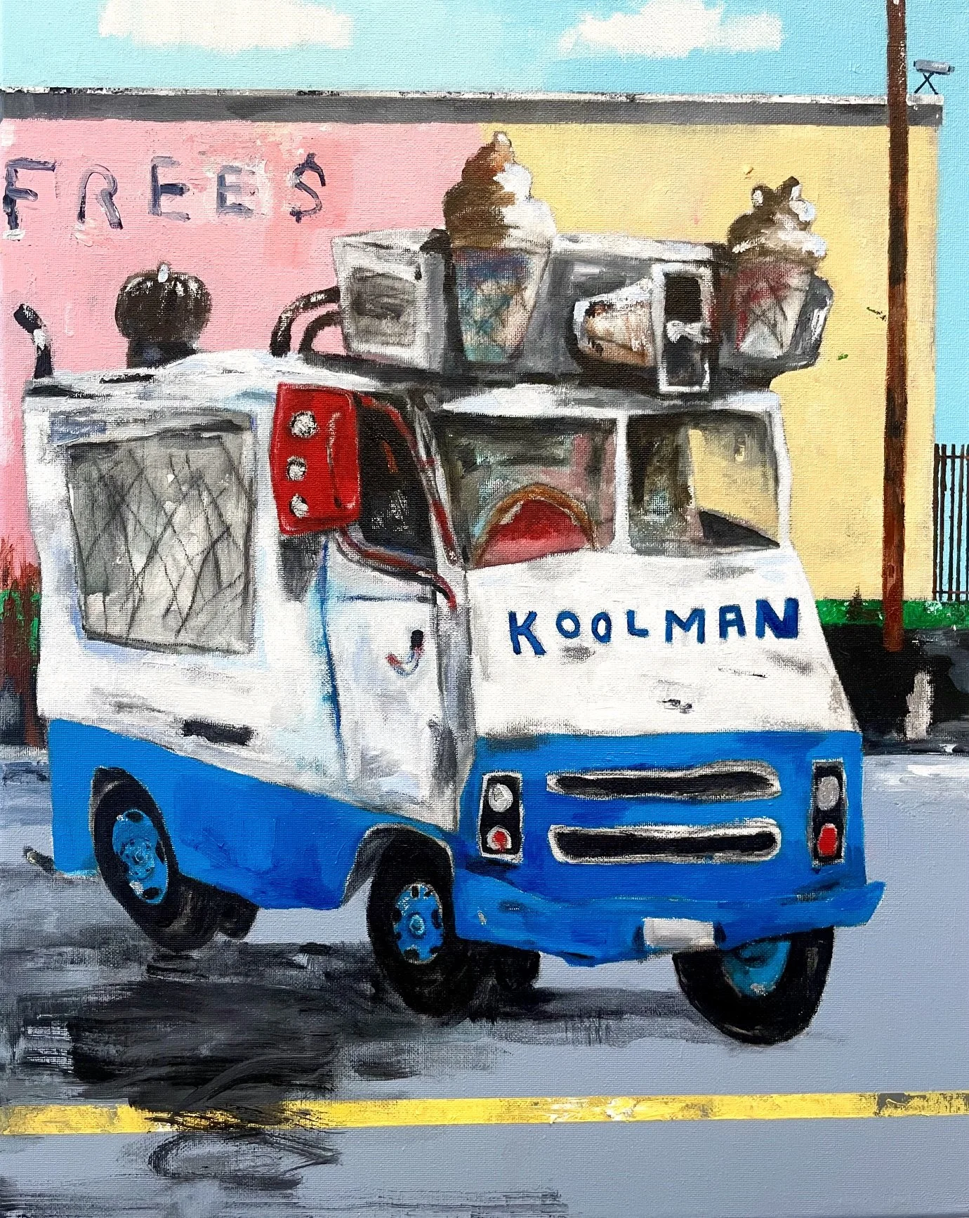 Free$ Koolman, acrylic on canvas, 20”h x 16”w, 2026 