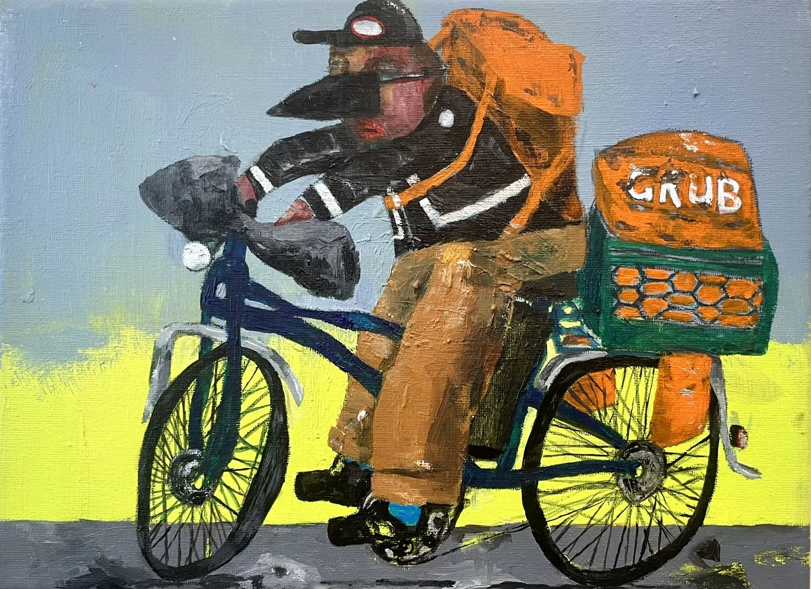  Grub Delivery, &nbsp;acrylic on canvas, 9”h x 12”w32, 2026 