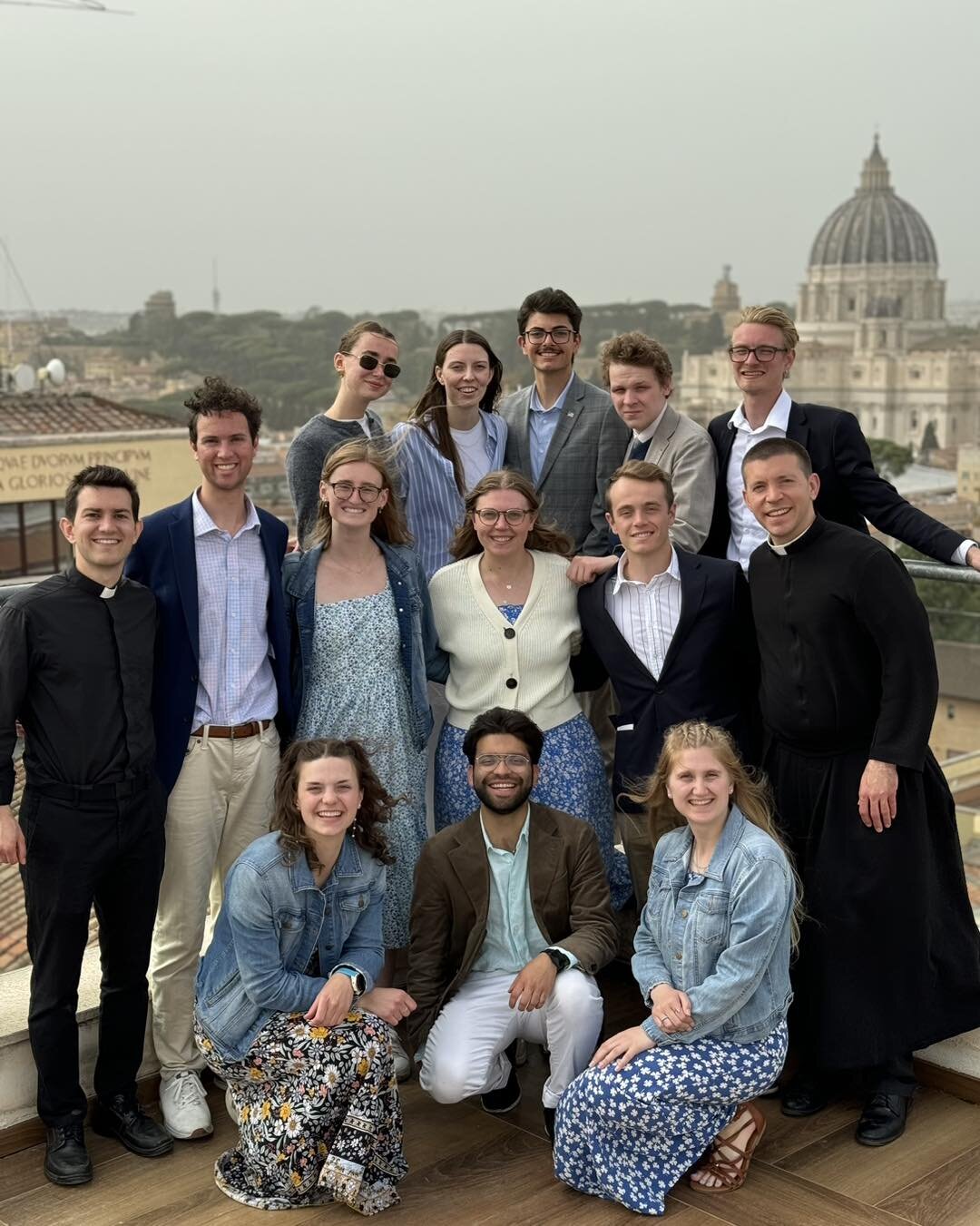 Fr Paul led University of Denver students on a pilgrimage to Rome during Holy Week and the Triduum. This photo is from Easter Sunday after Mass at St Peter&rsquo;s Basilica with Pope Francis.