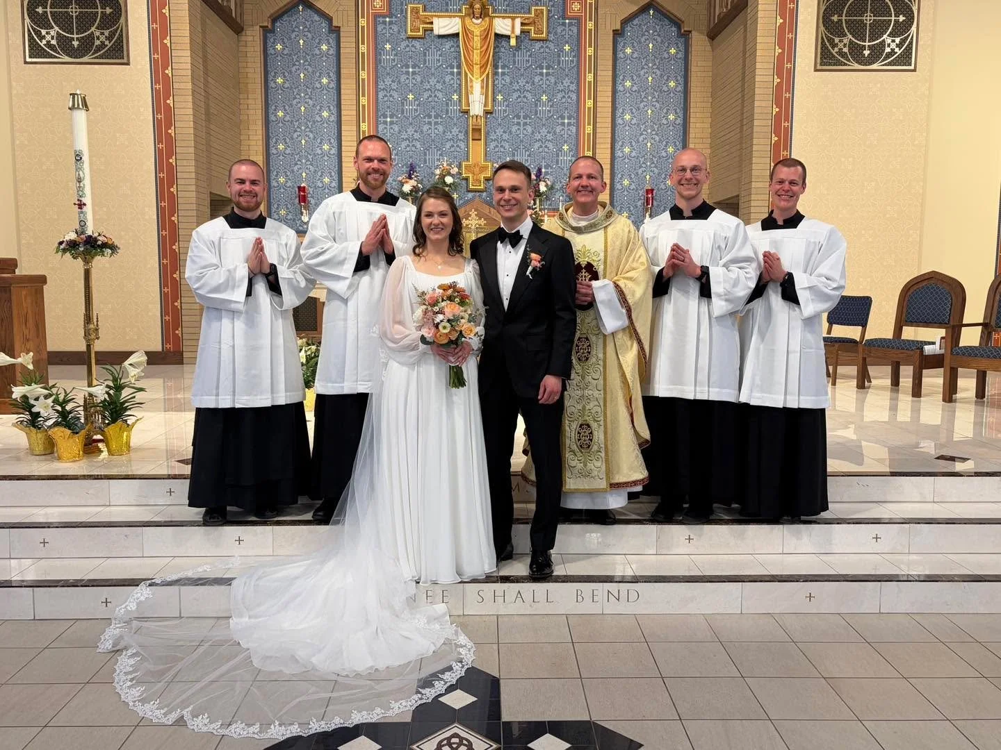 We were so happy to celebrate with Patrick and Natalie their sacrament of Holy Matrimony today. Fr James was the main celebrant and homilist, and the Brothers served the Mass. Congratulations to the Negulescu&rsquo;s!