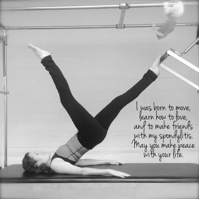This picture is of me doing Parakeet — a pilates move based on control, balance, and some strength. You don’t have to be a super athlete to do it, but it sure looks cool during times when I am experiencing a flare and could barely walk. I wanted to share this picture because of what I wrote and to show you how I can move when I don’t have a flare. Living with an autoimmune conditions takes a lot of twist and turns. Why developing self-compassion and a support group has been so important for me as part of my healing journey.