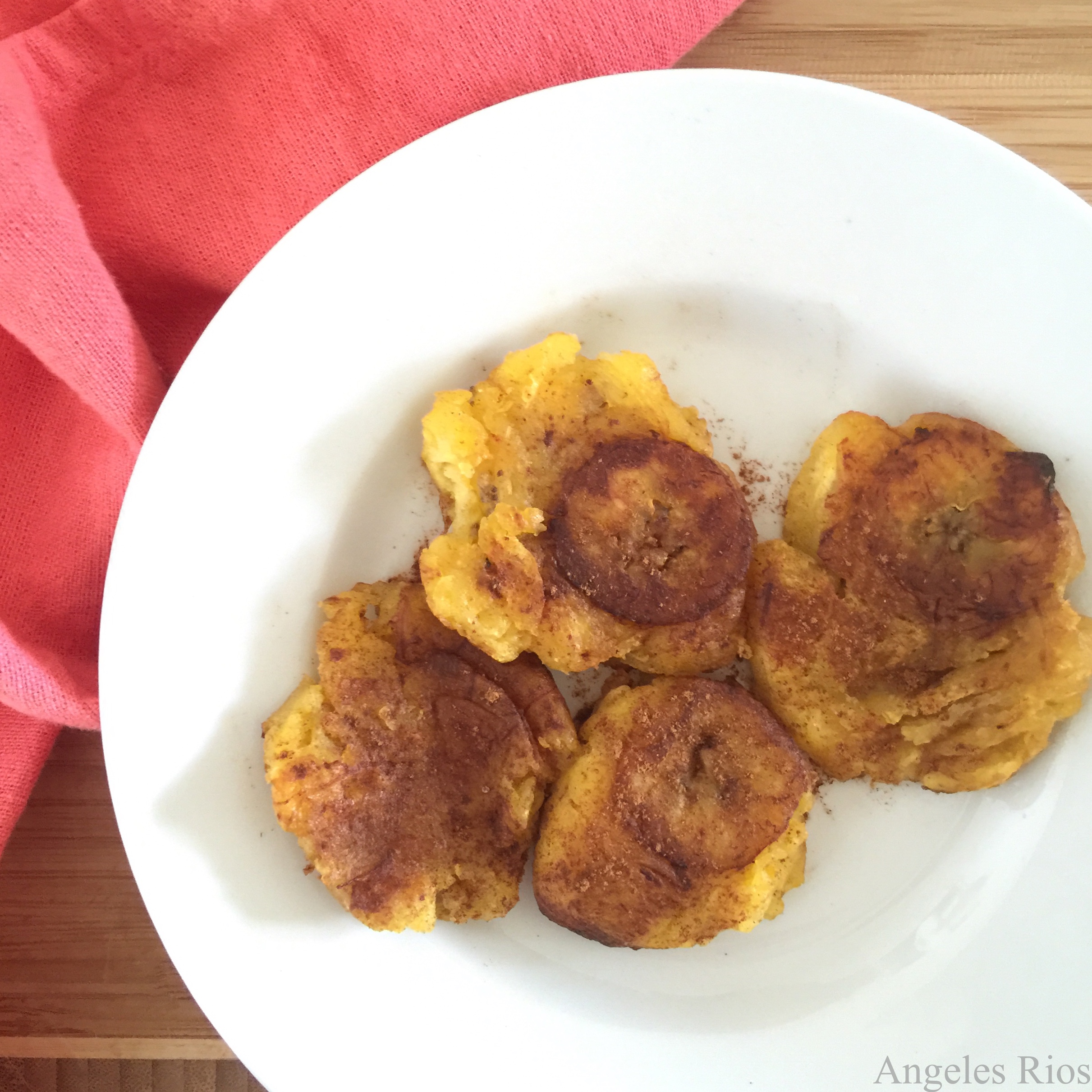 Tostones with cinnamon powder.